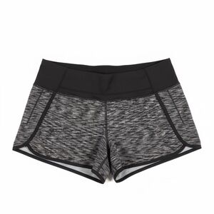 Lululemon Run Times Shorts Size 6 Black Heather Gray Zip Pocket Lined Running